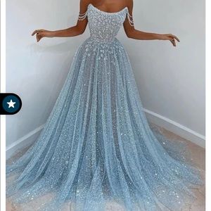 Popular Off-Shoulder A-Line Tulle Sequin Long Prom Dress